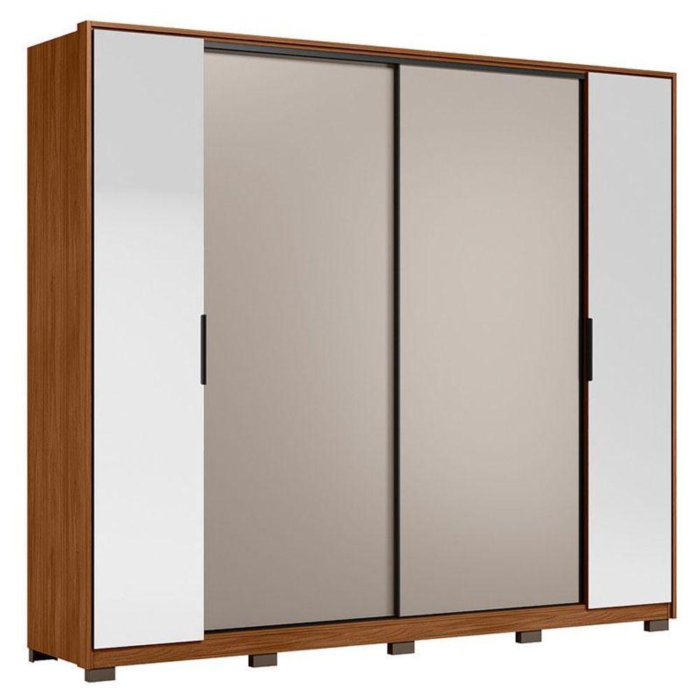 Guarda Roupa Casal Laredo Nogueira Nude Prime Tx Flex Com Espelho E Pés Demóbile - Demartêz - 3