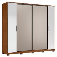 Guarda Roupa Casal Laredo Nogueira Nude Prime Tx Flex Com Espelho E Pés Demóbile - Demartêz - 3