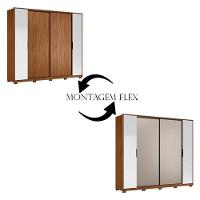 Guarda Roupa Casal Laredo Nogueira Nude Prime Tx Flex Com Espelho E Pés Demóbile - Demartêz