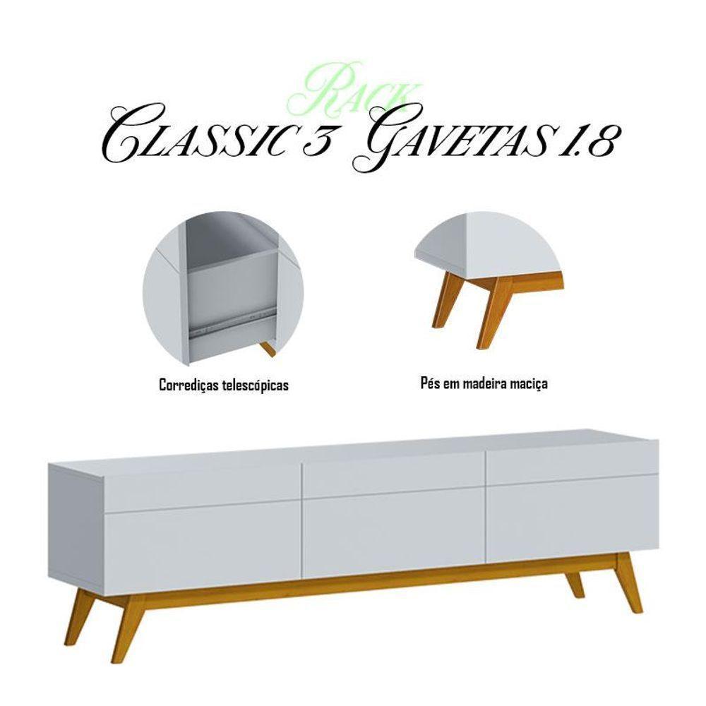 Rack Bancada Classic 3 Gavetas 1.8 Branco Acetinado - Imcal - 2