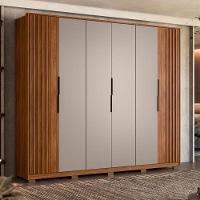 Guarda Roupa Casal Ripado Atrice 6 Portas Nogueira Nude Prime Tx Com Pés Demóbile - Demartêz - 2