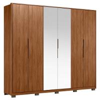 Guarda Roupa Casal Atrice 6 Portas Nogueira Touch Com Espelho E Pés Demóbile - Demartêz - 1