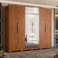 Guarda Roupa Casal Atrice 6 Portas Nogueira Touch Com Espelho E Pés Demóbile - Demartêz - 2