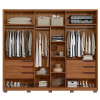 Guarda Roupa Casal Atrice 6 Portas Nogueira Touch Com Espelho E Pés Demóbile - Demartêz - 4