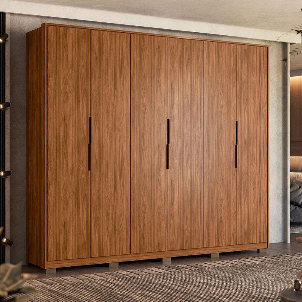 Guarda Roupa Casal Atrice 6 Portas Nogueira Touch Com Pés Demóbile - 2