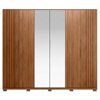 Guarda Roupa Casal Ripado Atrice 6 Portas Nogueira Touch Com Espelho E Pés Demóbile - Demartêz - 3