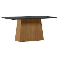 Mesa De Jantar 160 Cm Barbara Com Vidro Ype Preto - New Ceval - 1