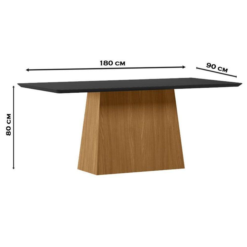 Mesa De Jantar 180 Cm Barbara Com Vidro Ype Preto - New Ceval - 2