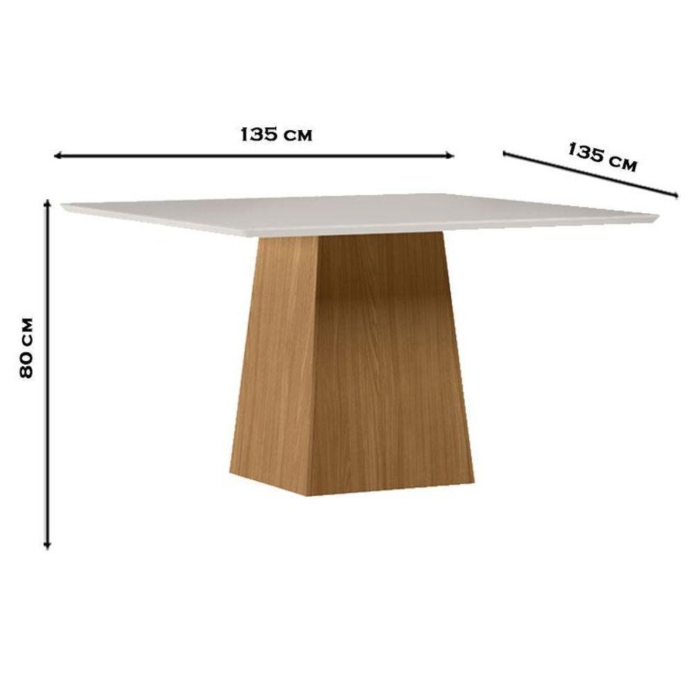 Mesa De Jantar 135x135 Cm Barbara Com Vidro Ype Off White - New Ceval - 2