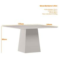 Mesa De Jantar 135x135 Cm Barbara Com Vidro Off White - New Ceval - 2