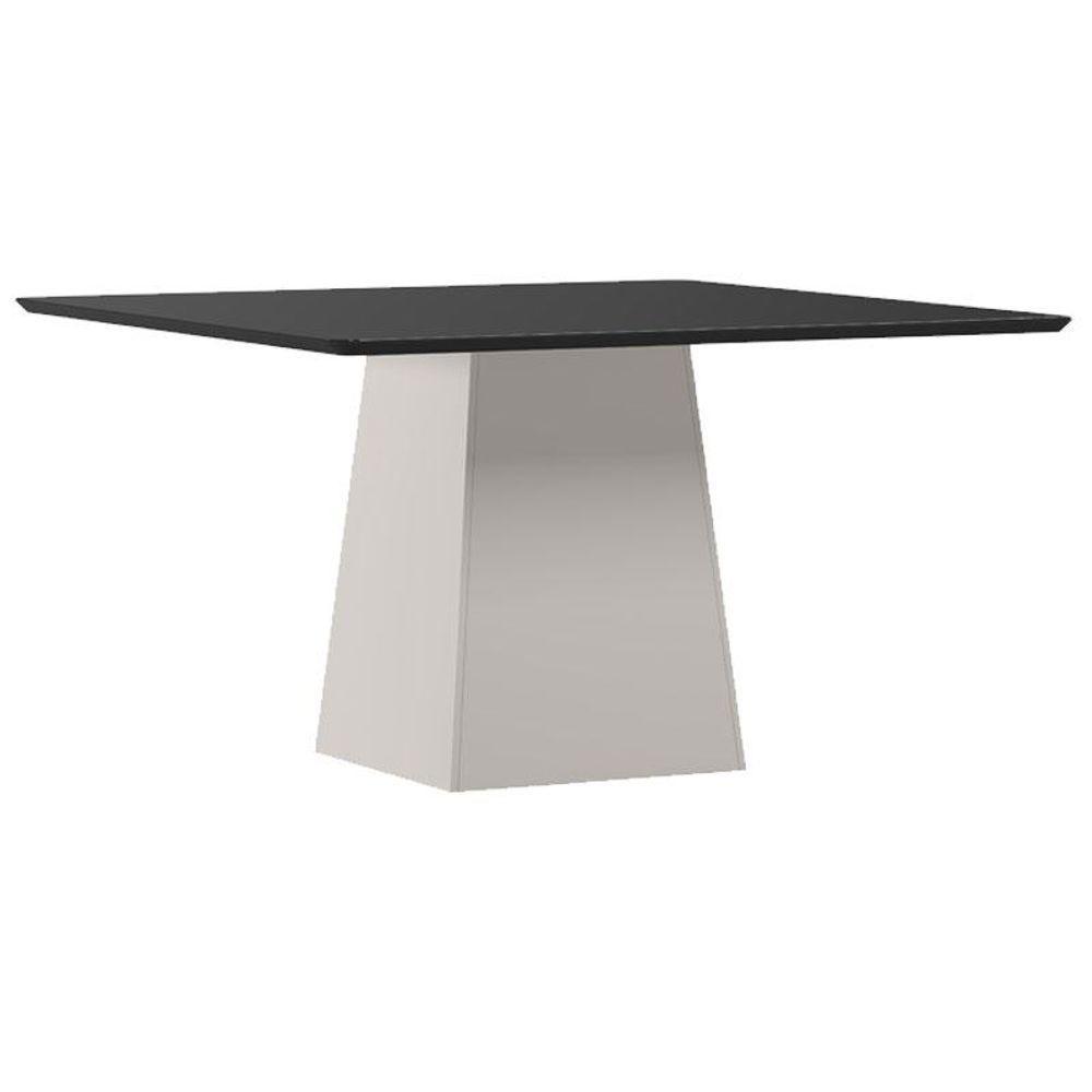 Mesa De Jantar 135x135 Cm Barbara Com Vidro Off White Preto - New Ceval - 1