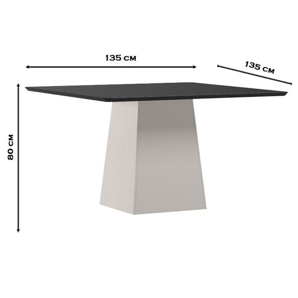 Mesa De Jantar 135x135 Cm Barbara Com Vidro Off White Preto - New Ceval - 2