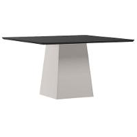 Mesa De Jantar 135x135 Cm Barbara Com Vidro Off White Preto - New Ceval - 1