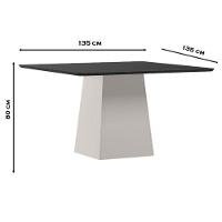 Mesa De Jantar 135x135 Cm Barbara Com Vidro Off White Preto - New Ceval - 2
