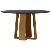 Mesa De Jantar Isabela 135x135 Cm Com Vidro Ype Preto - New Ceval - 1