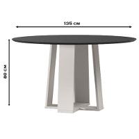 Mesa De Jantar Isabela 135x135 Cm Com Vidro Off White Preto - New Ceval - 2