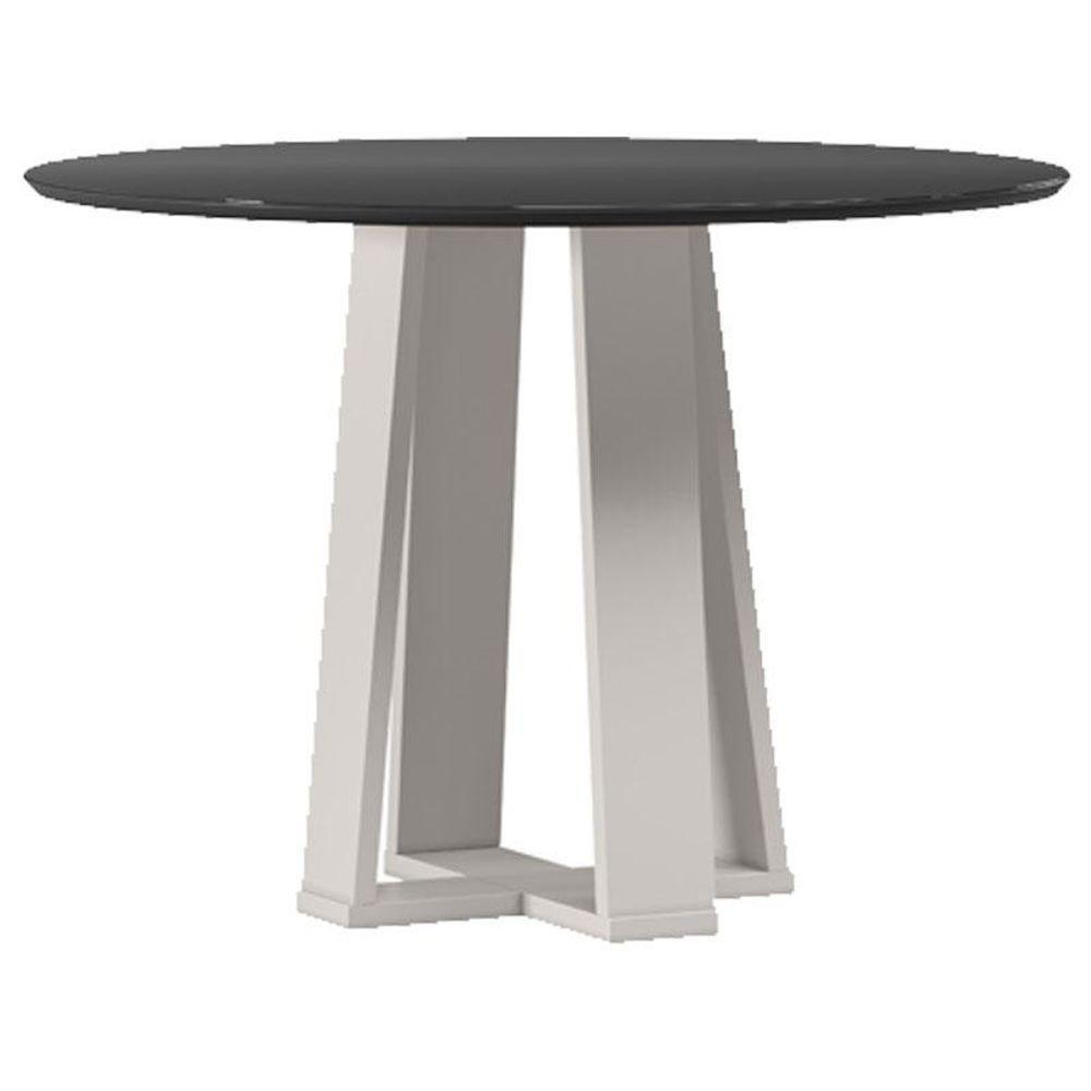 Mesa De Jantar 100x100 Cm Isabela Com Vidro Off White Preto - New Ceval - 1