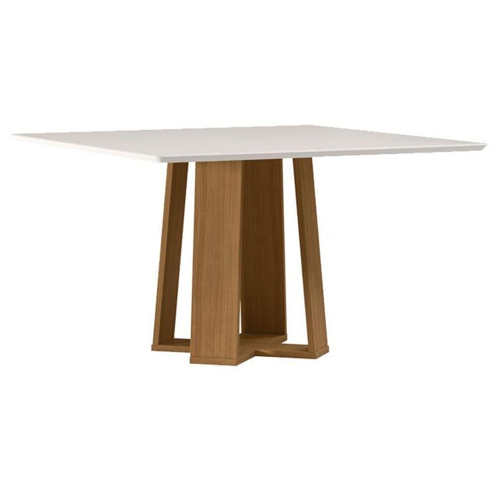 Mesa De Jantar 135x135 Cm Valência Com Vidro Ype Off White - New Ceval - 1