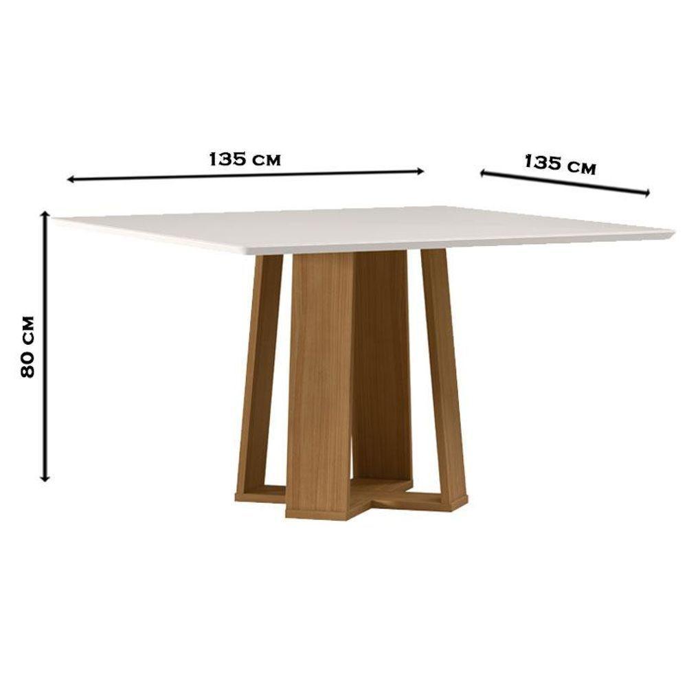 Mesa De Jantar 135x135 Cm Valência Com Vidro Ype Off White - New Ceval - 2