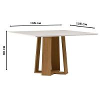Mesa De Jantar 135x135 Cm Valência Com Vidro Ype Off White - New Ceval - 2
