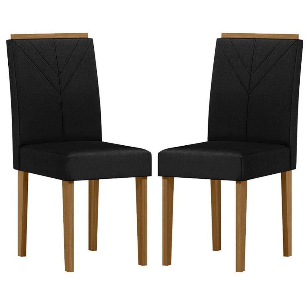 Cadeira Para Mesa De Jantar Amanda Kit 2 Peças Ype Veludo Preto - New Ceval - 1