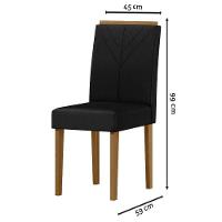 Cadeira Para Mesa De Jantar Amanda Kit 2 Peças Ype Veludo Preto - New Ceval - 2