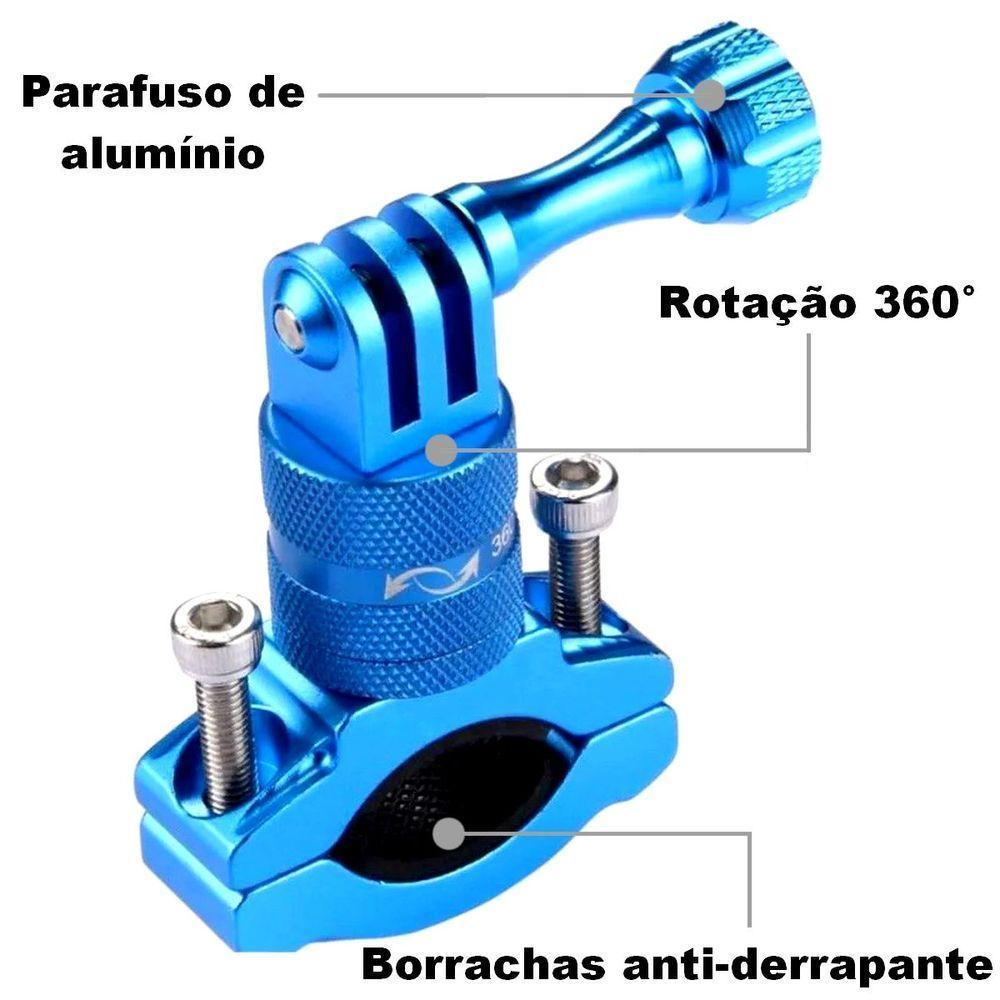 Suporte de Guidão em Alumínio 360° para GoPro e Similares Cor Azul - 3