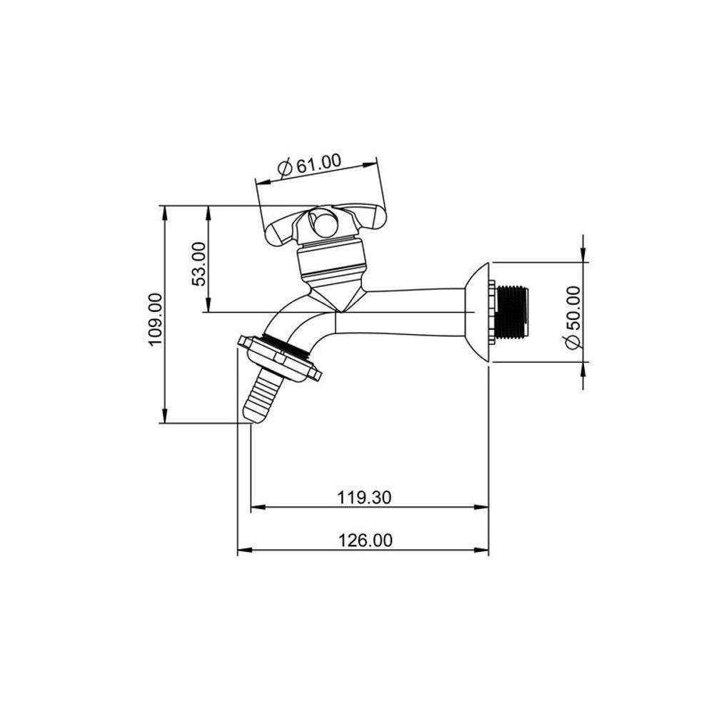 Torneira Plástica Para Tanque E Jardim Lorenzetti Brio 1130 F34 De Parede Branca - 3