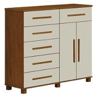 Cômoda São Paulo 6 Gavetas 2 Portas Cinamomo Off White - Leifer Móveis - 1