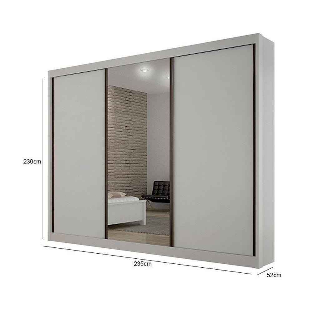 Guarda Roupa 6 Gavetas San Marino Premium Com Espelho Branco - Leifer Móveis - 3