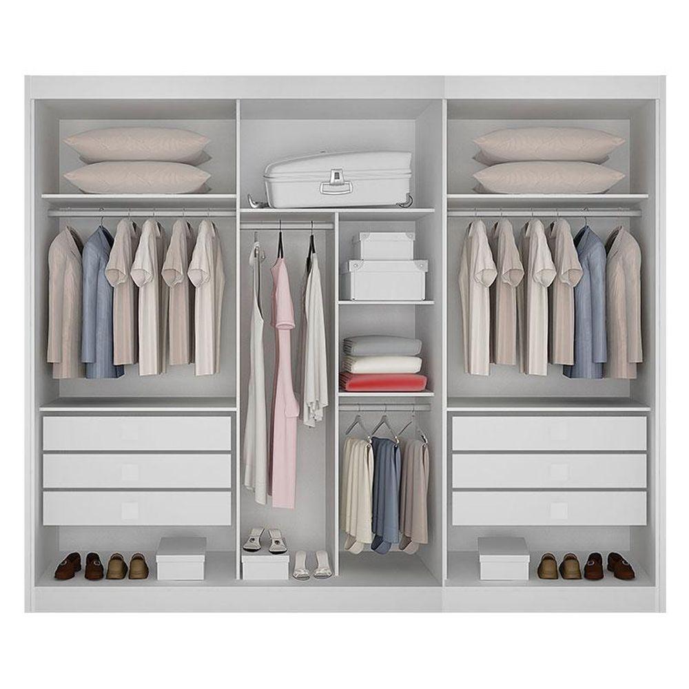 Guarda Roupa 6 Gavetas San Marino Premium Com Espelho Branco - Leifer Móveis - 4