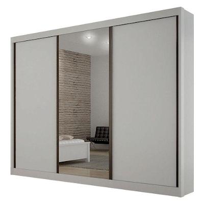 Guarda Roupa Casal San Marino Premium 3 Portas 6 Gavetas Branco MDF com Espelho