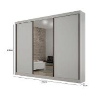 Guarda Roupa 6 Gavetas San Marino Premium Com Espelho Branco - Leifer Móveis - 3