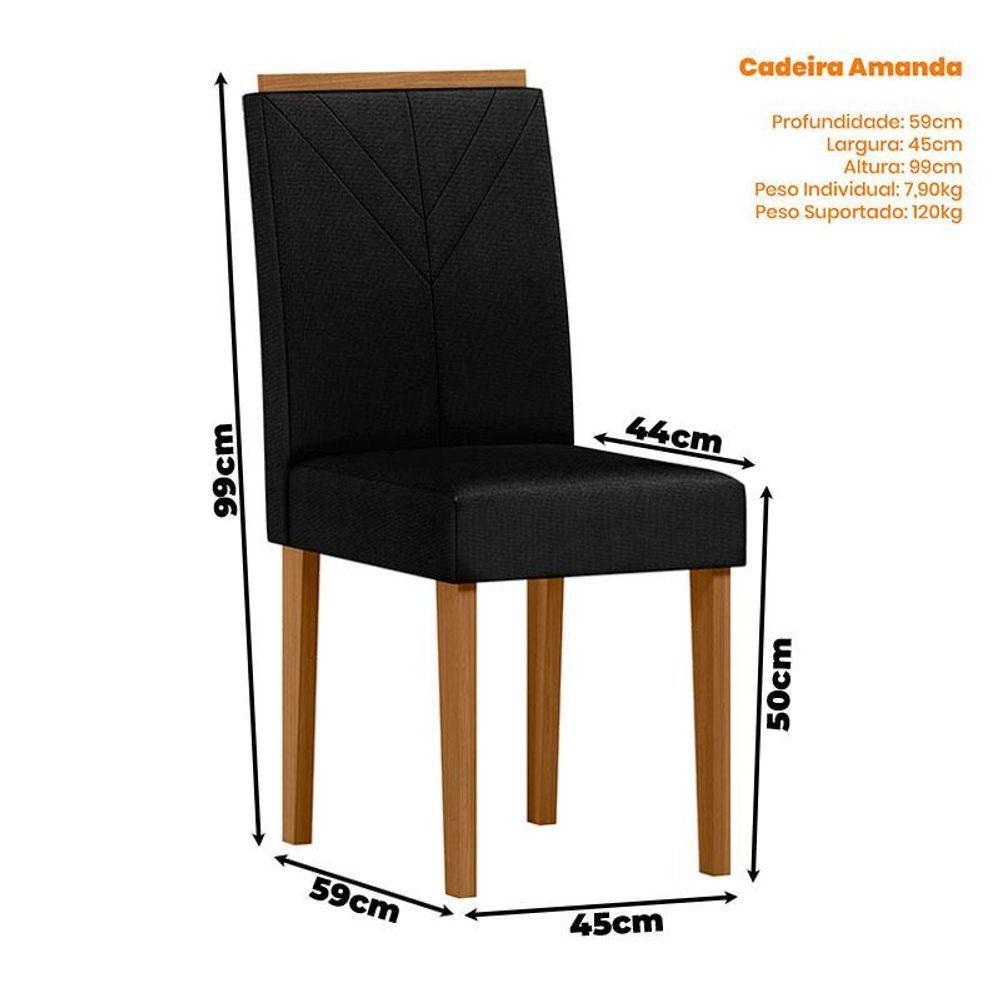 Mesa De Jantar 100x100cm Isabela Com Vidro Ype Off White E 4 Cadeiras Amanda Ype Veludo Preto - New Ceval - 4