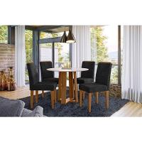 Mesa De Jantar 100x100cm Isabela Com Vidro Ype Off White E 4 Cadeiras Amanda Ype Veludo Preto - New Ceval - 2