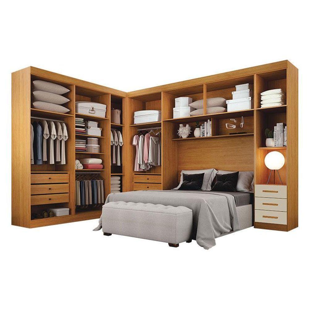 Quarto De Casal Modulado 12 Portas Orion Cinamomo Off White - Leifer Móveis - 6