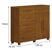 Cômoda São Paulo 6 Gavetas 2 Portas Cinamomo - Leifer Móveis - 2