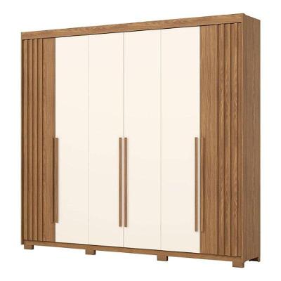 Guarda Roupa Casal Norton 6 Portas 4 Gavetas Nature Off White MDP MDF Móveis Henn