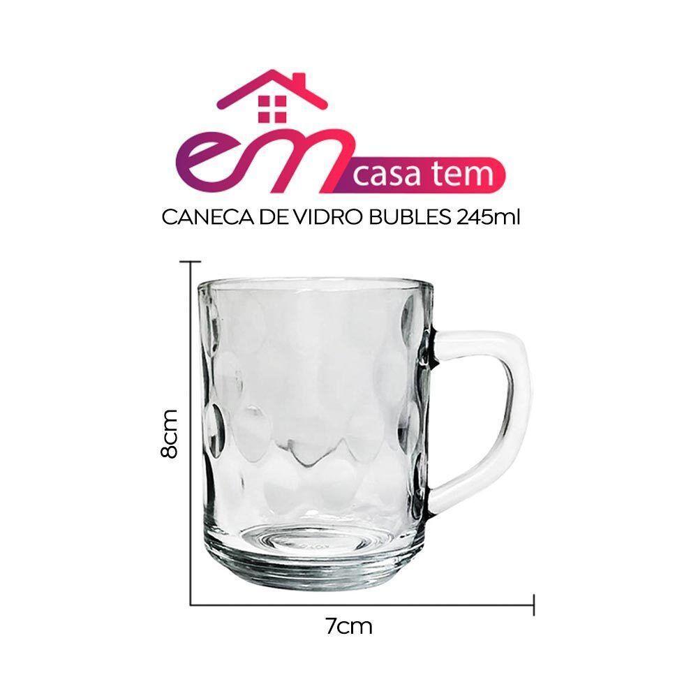 Kit 2 Canecas De Vidro Bubles Relevo Em Casa Tem 245ml - 5