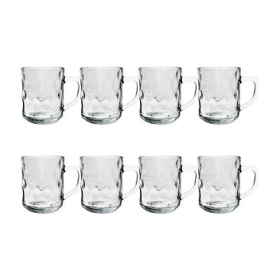 Kit 8 Canecas De Vidro Bubles Relevo Em Casa Tem 245ml