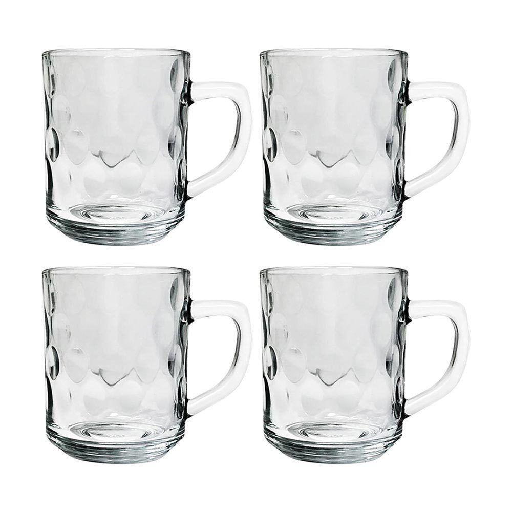 Kit 4 Canecas De Vidro Bubles Relevo Em Casa Tem 245ml - 1