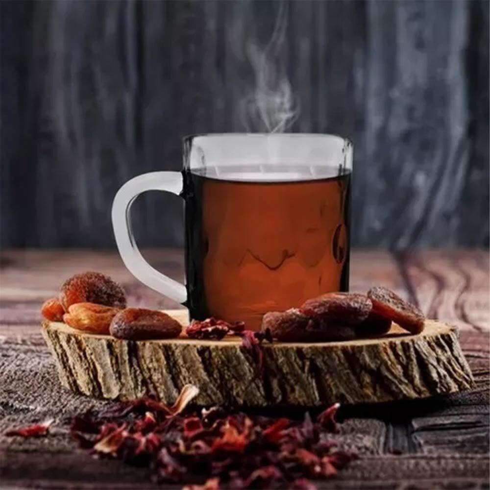 Kit 4 Canecas De Vidro Bubles Relevo Em Casa Tem 245ml - 4