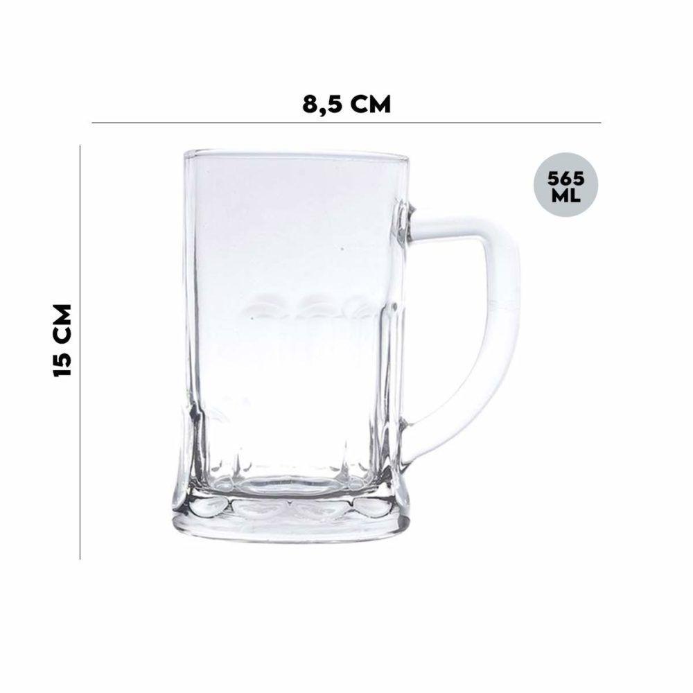 Jogo 4 Canecas Para Chopp Cerveja Vidro Com Alça 565ml Lyor - 4