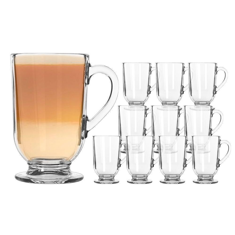 Jogo 12 Canecas De Cappuccino Vidro Berlim Taça Café Transparente 325ml Em Casa Tem - 1