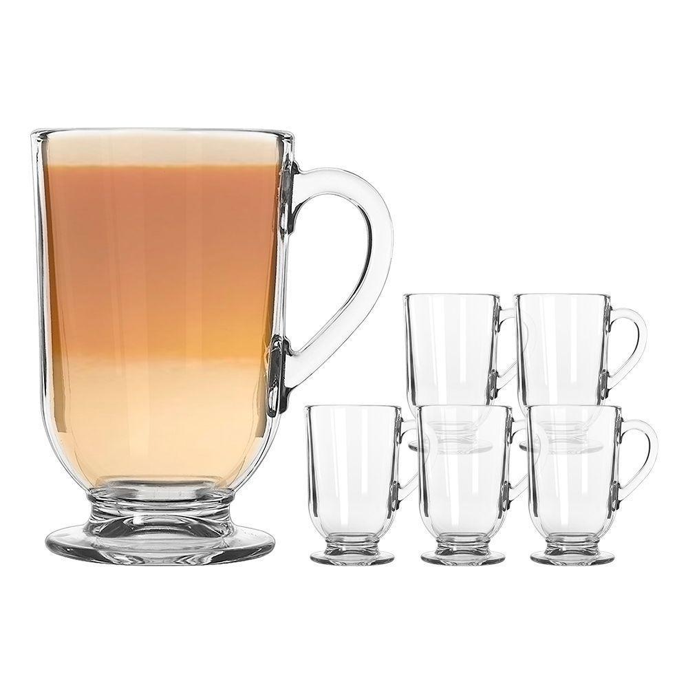 Jogo 6 Canecas De Cappuccino Vidro Berlim Taça Café Transparente 325ml Em Casa Tem - 1