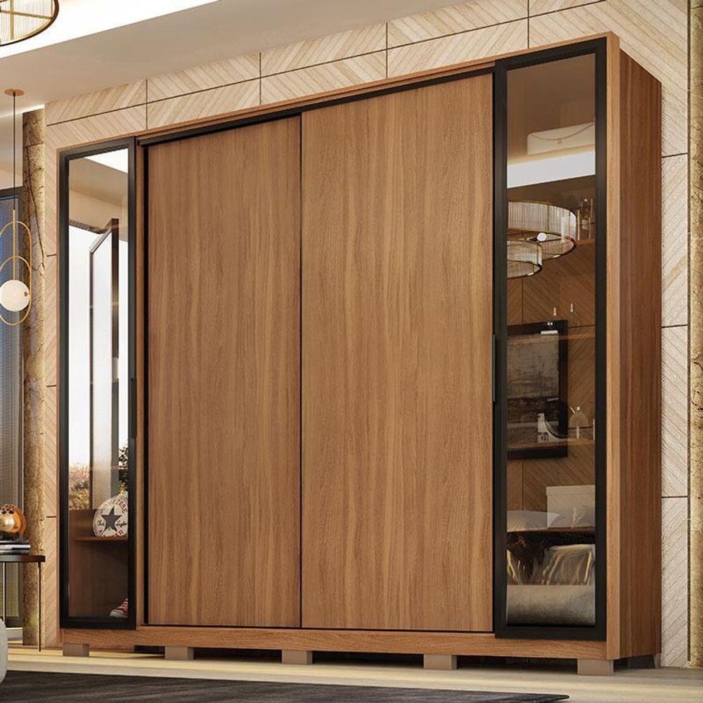 Guarda Roupa Casal Laredo Amêndola Touch Nude Prime Flex Com Portas De Vidro Reflecta E Pés - 3