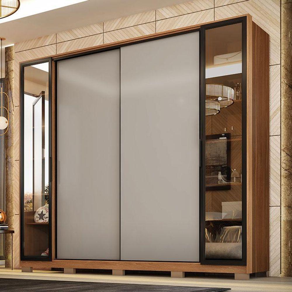 Guarda Roupa Casal Laredo Amêndola Touch Nude Prime Flex Com Portas De Vidro Reflecta E Pés - 4