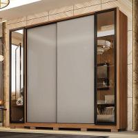 Guarda Roupa Casal Laredo Amêndola Touch Nude Prime Flex Com Portas De Vidro Reflecta E Pés