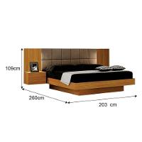 Cama De Casal Braga Queen Size Com Criado E Cabeceira Cinamomo Joli Camurça - Leifer Móveis - 3