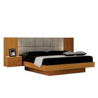 Cama De Casal Braga Queen Size Com Criado E Cabeceira Cinamomo Joli Palha - Leifer Móveis - 1